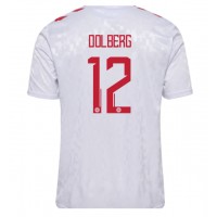 Camisa de Futebol Dinamarca Kasper Dolberg #12 Equipamento Secundário Europeu 2024 Manga Curta